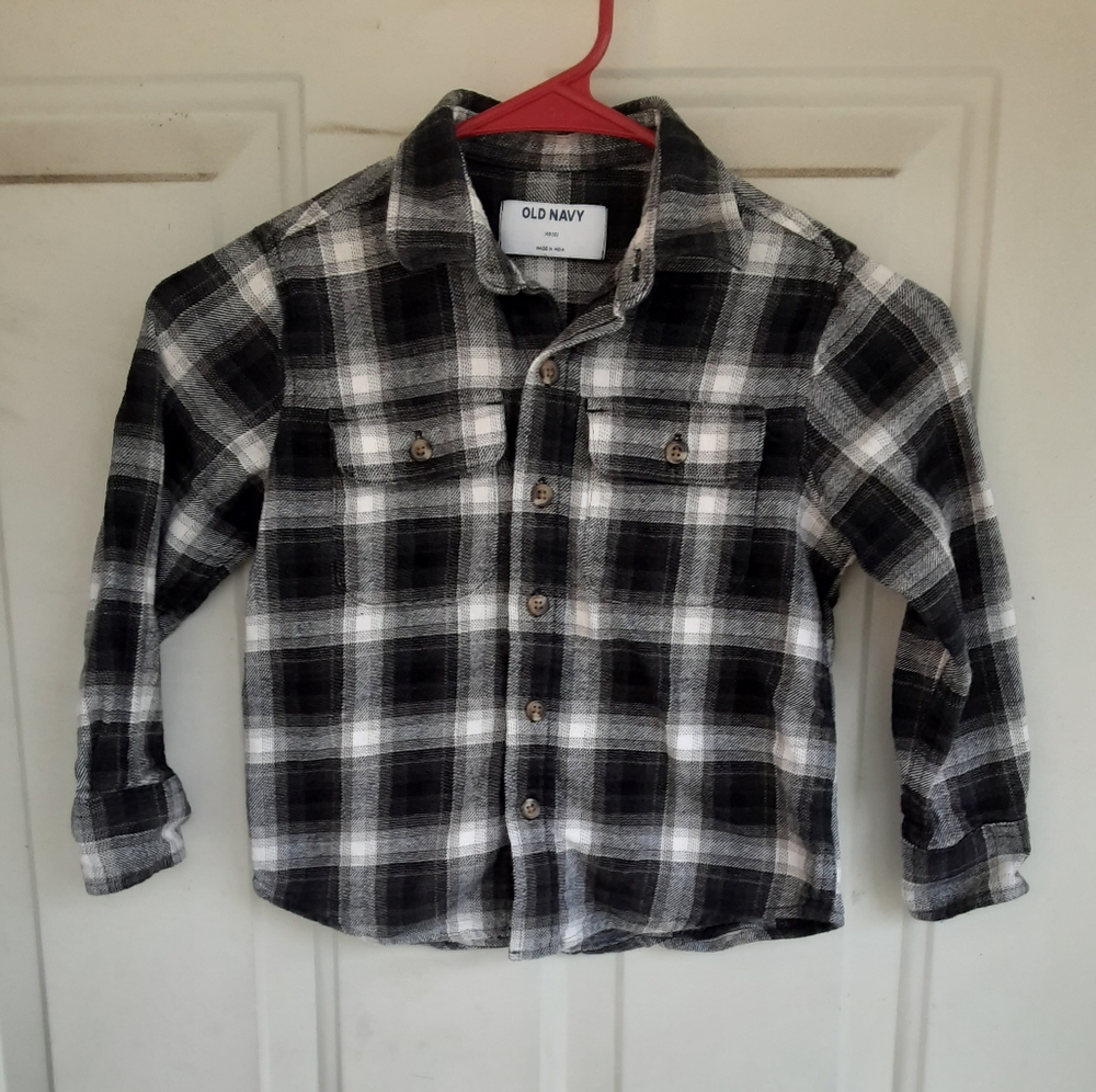 Old Navy Black and White Plaid Kids Shirt